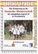 Erinnerungsurkunde fr die Teilnahme bei den Deutschen Meisterschaften am 05./06.09.09 in Wardenburg